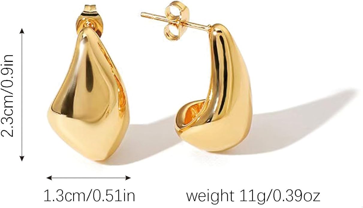 Statement Chunky Gold Earrings for Women Unique Square Stainless Steel Heaven Mayhem Button Stud Earrings Trendy Jewelry