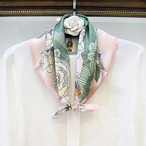 ANDANTINO 100% Mulberry Silk Scarf -21” Lightweight Square Neckerchief – Breathable Digital Printed Scarves with Gift Packed