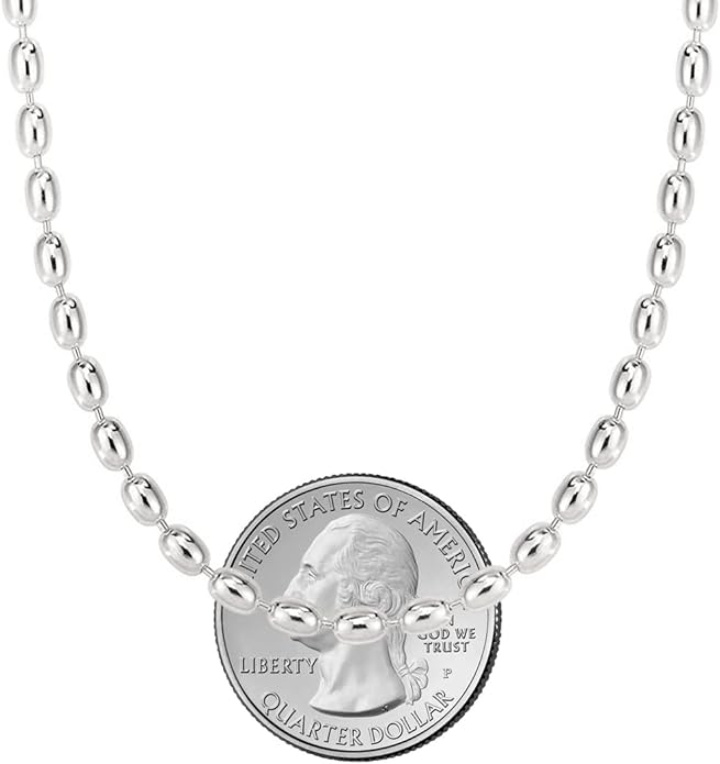 Savlano 925 Sterling Silver Oval Rice Bead Strand Chain Necklace For Women - Made in Italy Comes With a Gift Box