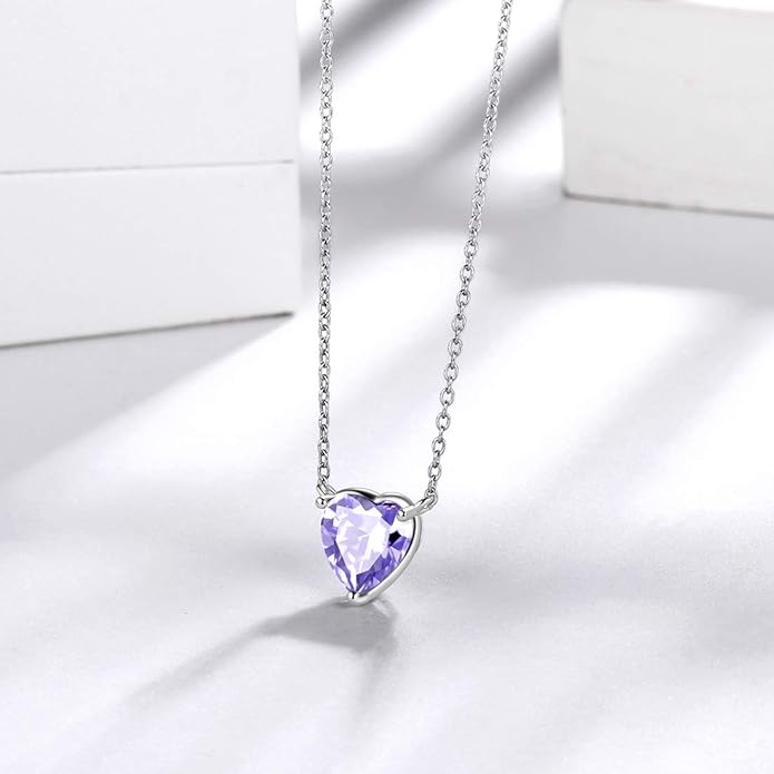 Aurora Tears 925 Sterling Silver 12 Birthstone Hearts Jewelry Women Crystal Wedding/Engagement/Bridal Heart Necklace/Earring/Ring/Bracelet Sets Jewellery