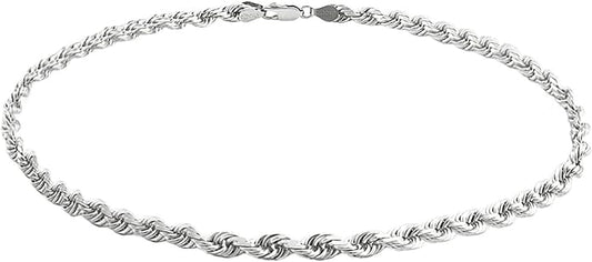Savlano 925 Sterling Silver Solid Italian Figaro, Rope,Herringbone, Curb, Ball Bead, Snake, Mariner Chain Anklet for Women, Comes in 0.8mm - 5mm With Gift Box