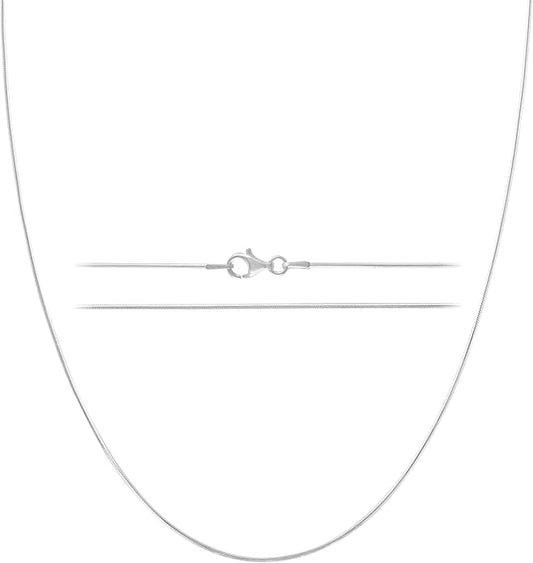 KISPER Silver 8 Sided Snake Chain Necklace –Thin, Dainty, 925 Sterling Silver Jewelry for Women & Men with Lobster Clasp – Made in Italy