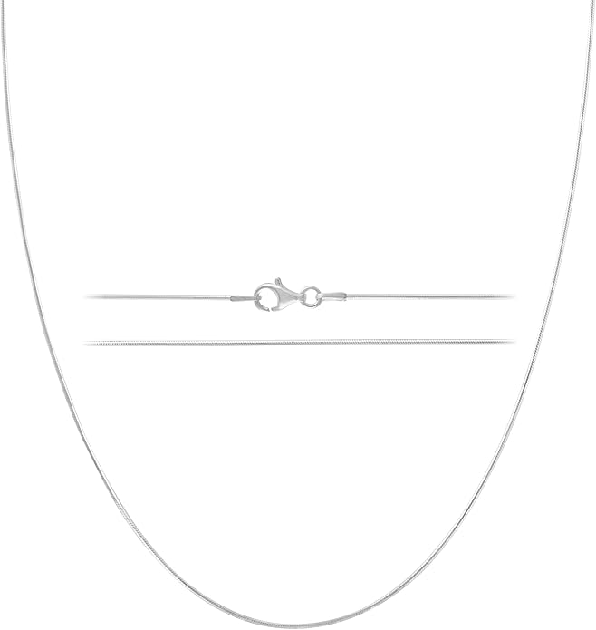 KISPER Silver 8 Sided Snake Chain Necklace –Thin, Dainty, 925 Sterling Silver Jewelry for Women & Men with Lobster Clasp – Made in Italy