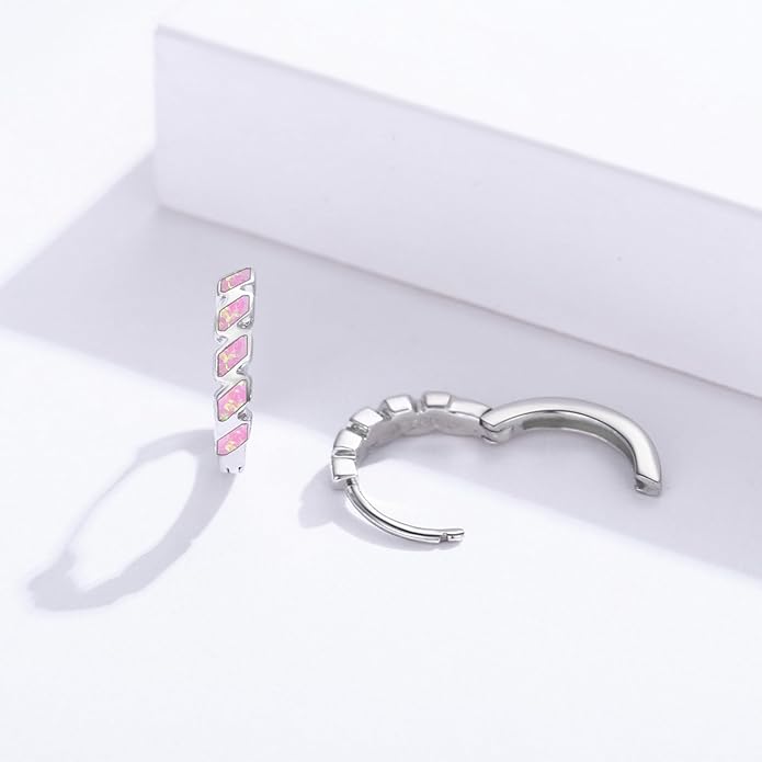 Small Hoop Earrings for Women 925 Sterling Silver Huggie Hoop Opal Earrings Hypoallergenic Earring Jewelry Gifts