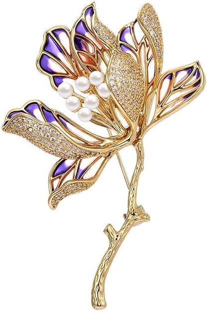 Flower Brooch Pin - Rhinestone Flower Pin 18k Gold Plated - Thanksgiving Day, Birthday, Wedding Gifts for Mom, Wife