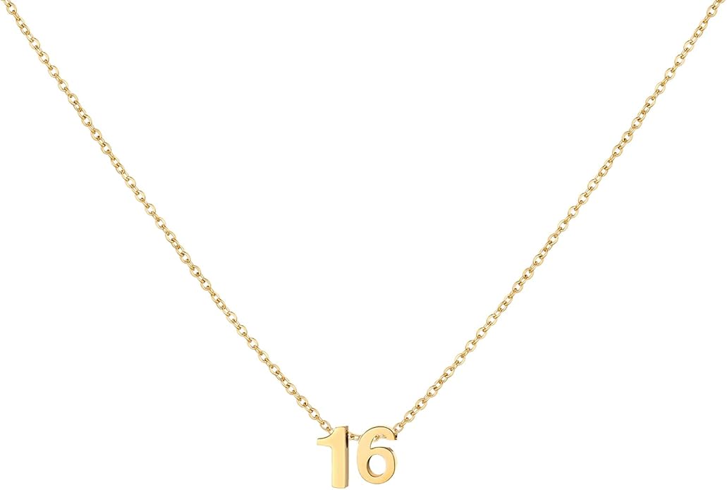 Number Necklace for Women Dainty 18K Gold Plated Pendant Necklace Charm Birth Month Personalized Jewelry Birthday Gift