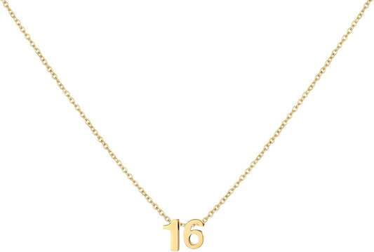 Number Necklace for Women Dainty 18K Gold Plated Pendant Necklace Charm Birth Month Personalized Jewelry Birthday Gift