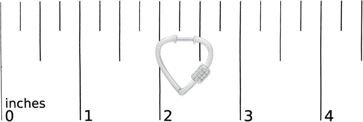 10K White or Yellow Gold 3/8 Cttw Lab Grown Diamond Heart Shaped Huggie Hoop Earrings