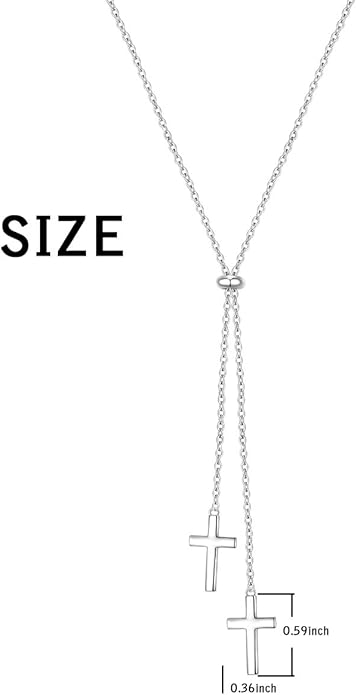FLYOW Long Chain Dainty Lariat Necklace Simple Style 925 Sterling Silver Heart Pendant Adjustable Y Shaped Necklace Jewelry