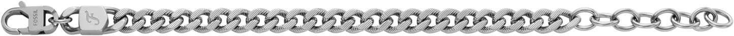 Fossil Men's Plated Stainless Steel Engravable Personalized Gift ID, Chain or Cuff Bracelet for Men