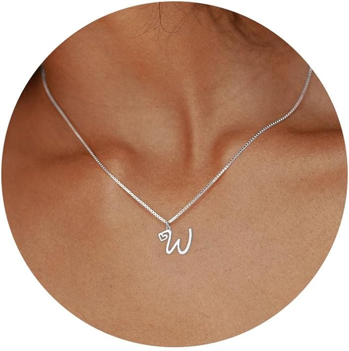 Initial Necklaces for Women Trendy, Dainty Silver Letter Necklace Cute Pendant Choker Name Necklace Personalized Costume Monogram Silver Jewelry Necklace for Women Valentines Gifts