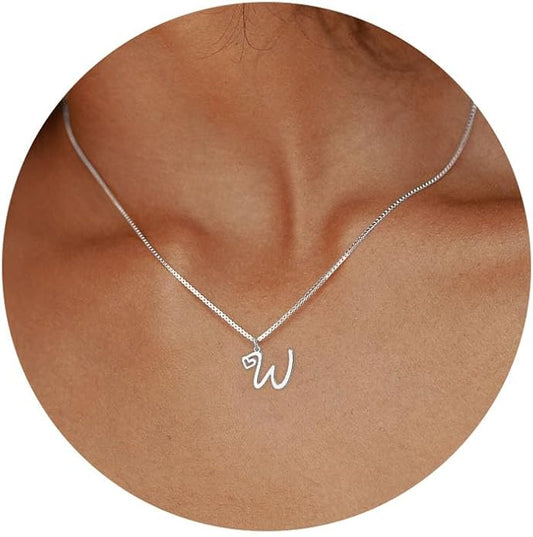 Initial Necklaces for Women Trendy, Dainty Silver Letter Necklace Cute Pendant Choker Name Necklace Personalized Costume Monogram Silver Jewelry Necklace for Women Valentines Gifts