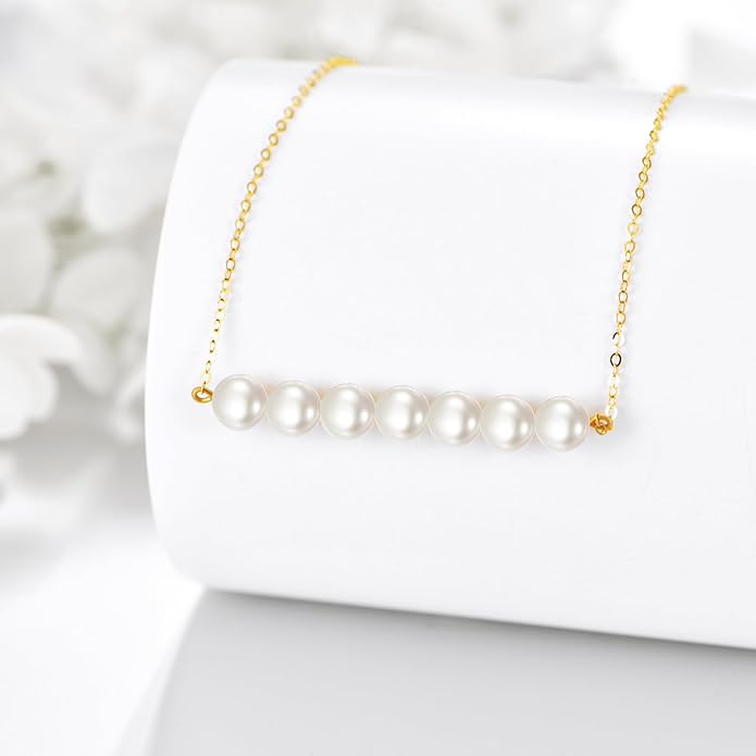 KECHO 14K Real Gold Freshwater Cultured Pearl Pendant Necklace 14K Solid Gold Jewelry Anniversary Birthday Gifts for Women