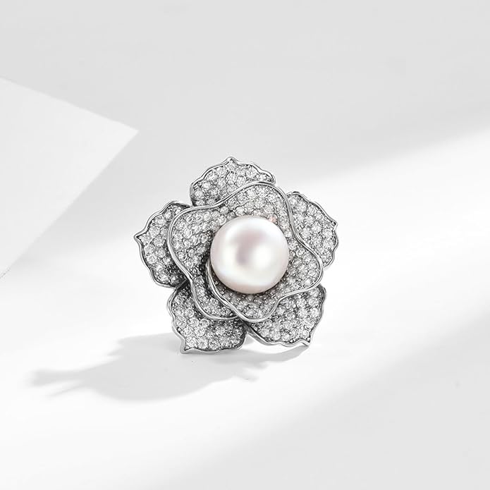 UNVAK Rhinestone Flower Brooch - Crystal Flower Pin for Women - Valentine's Day & Mother's Day Gift