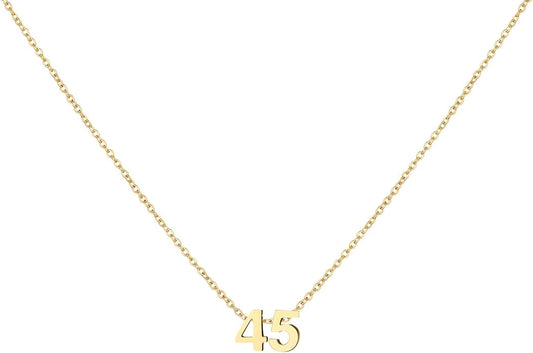 Number Necklace for Women Dainty 18K Gold Plated Pendant Necklace Charm Birth Month Personalized Jewelry Birthday Gift