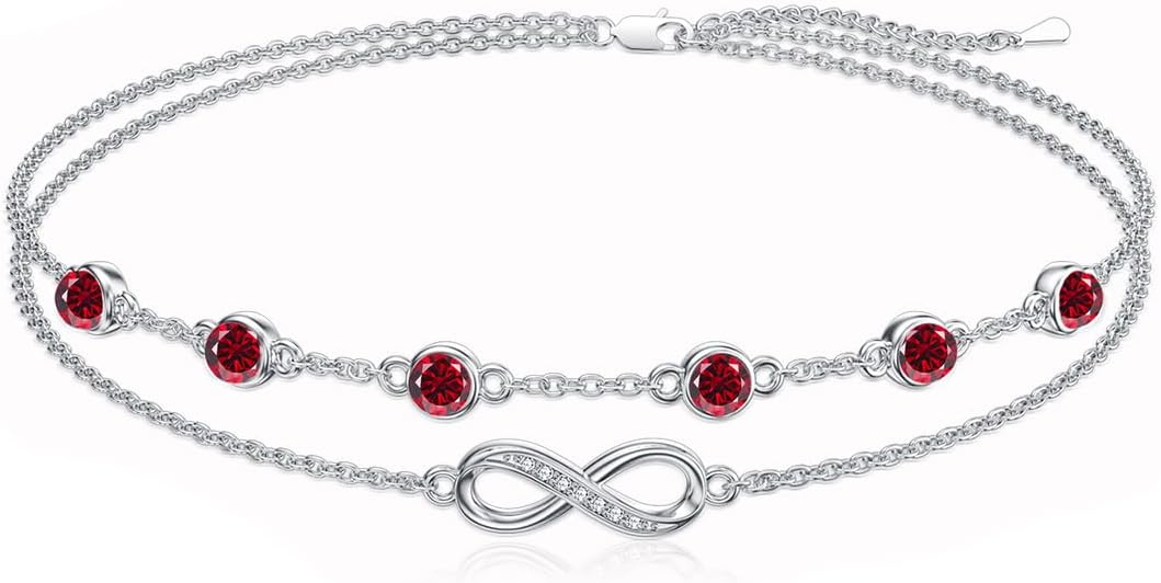 Dorunmo Anklet Bracelets For Women 925 Sterling Silver Birthstone/Infinity/Butterfly/Evil Eye/Turtle/Pineapple/Starfish/Heart Anklets Bracelets Jewelry Gifts for Women