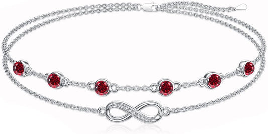 Dorunmo Anklet Bracelets For Women 925 Sterling Silver Birthstone/Infinity/Butterfly/Evil Eye/Turtle/Pineapple/Starfish/Heart Anklets Bracelets Jewelry Gifts for Women