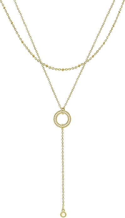 Suyi Lariat Necklace for Women Gold Dainty Long Necklace 14k Gold Plated Y-Shaped Necklaces