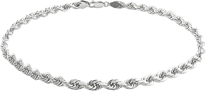 Savlano 925 Sterling Silver Solid Italian Figaro, Rope,Herringbone, Curb, Ball Bead, Snake, Mariner Chain Anklet for Women, Comes in 0.8mm - 5mm With Gift Box