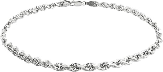 Savlano 925 Sterling Silver Solid Italian Figaro, Rope,Herringbone, Curb, Ball Bead, Snake, Mariner Chain Anklet for Women, Comes in 0.8mm - 5mm With Gift Box