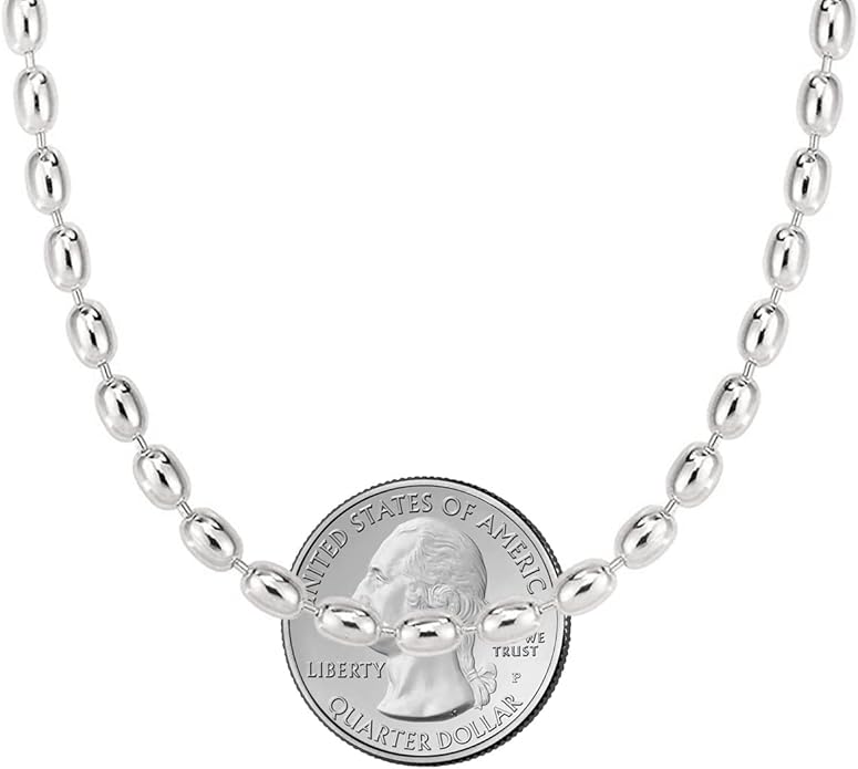 Savlano 925 Sterling Silver Oval Rice Bead Strand Chain Necklace For Women - Made in Italy Comes With a Gift Box