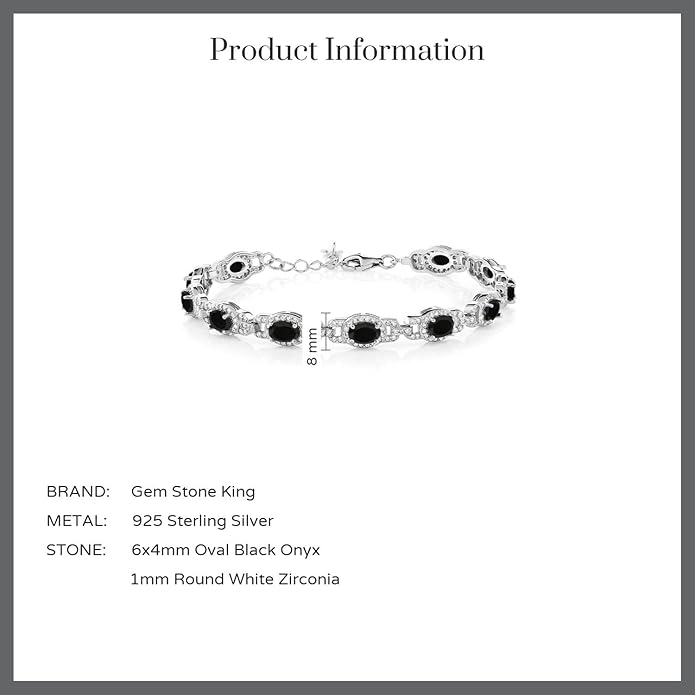 Gem Stone King 7-14 Cttw Oval Gemstone Birthstone Tennis Bracelet For Women | 925 Sterling Silver | Oval 6X4MM | 7 Inch With 1 Inch Extender | Fine Jewelry Gifts for Her Mom Women Wife