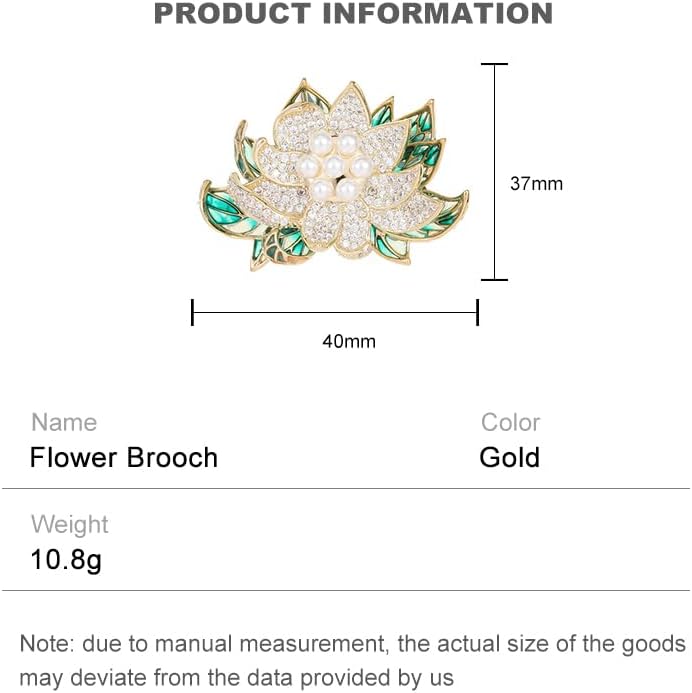 14K Gold Natural Peal Brooch with Lotus Design, High-End Elegant Vintage Chinese Style Accessory, Pearl Flower Brooch, Rhinestone/Crystal Brooches for Women