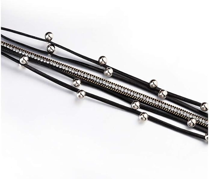 Fesciory Leather Wrap Bracelets for Women, Boho Leopard Multi-Layer Crystal Beads Cuff Bracelet Jewelry