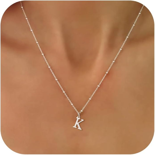 Initial Necklaces for Women Dainty Gold Letter Pendant Necklace 14k Gold Plated A-Z Name Necklaces Cute Charm Choker Necklace Fashion Accessories Non Tarnish Trendy Jewelry Gift