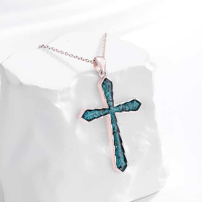 Cross Necklace for Women 925 Sterling Silver Cross Pendant Religious Christian Jewelry Faith Easter Gifts for Wife