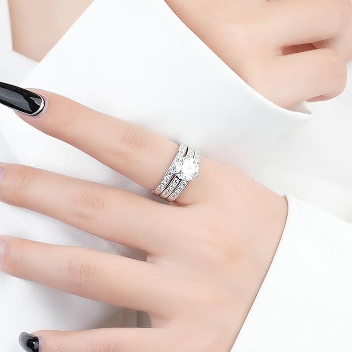 zemlite Stackable Promise Ring | Luxurious 2 Carat Round Diamond | D-Color VVS1 Clarity, Excellent Cut | Ideal Valentine's Gift