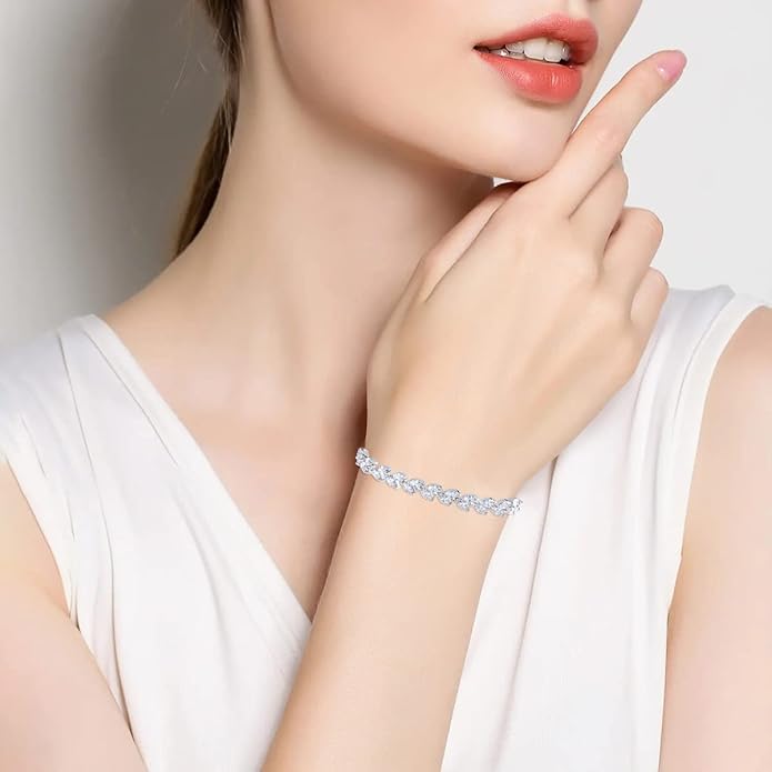MEEDOZ Bridal Wedding Jewelry CZ Set Marquise Teardrop Cubic Zirconia Pendant Necklace and Dangle Earring Bracelet Sets for Women