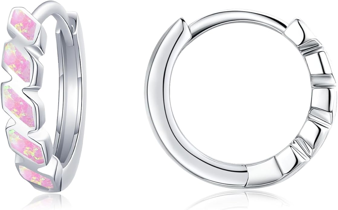 Small Hoop Earrings for Women 925 Sterling Silver Huggie Hoop Opal Earrings Hypoallergenic Earring Jewelry Gifts