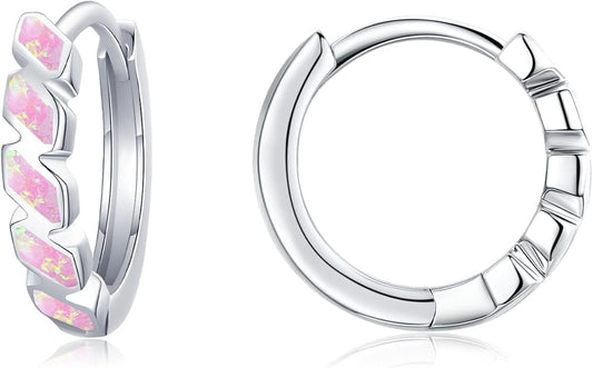 Small Hoop Earrings for Women 925 Sterling Silver Huggie Hoop Opal Earrings Hypoallergenic Earring Jewelry Gifts