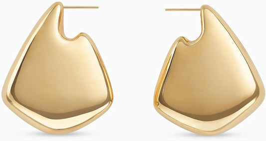 8YEARS Chunky Gold Hoop Earring for Women, 18K Gold Plated Lightweight Thick Hoops, Hypoallergenic Trendy Jewelry for Gift