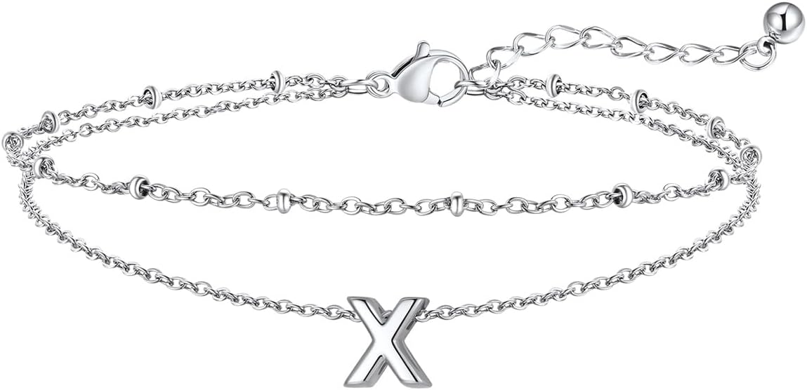 FaithHeart Initial Ankle Bracelets for Women, Waterproof 14k Gold Plated Initial Anklets Non Tarnish Stainless Steel Layered Anklet Summer Beach Foot Jewelry