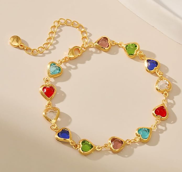 18K Gold Plated Anklet for Women Multicolor Crystal Ankle Bracelets Boho Adjustable Chain Anklets