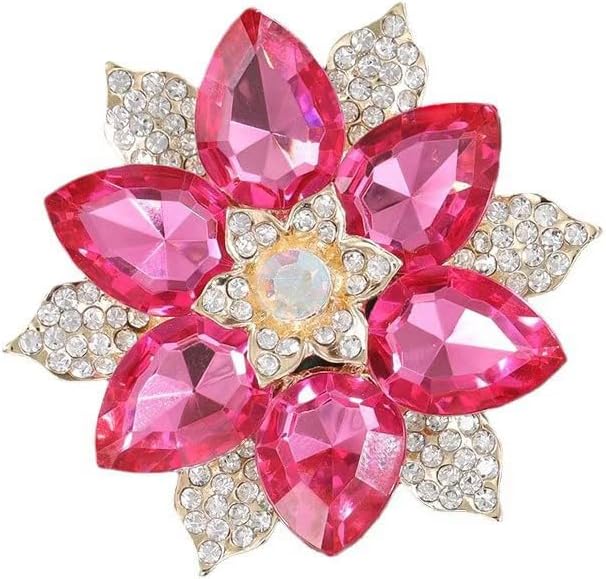 Rhinestone Sunflower Brooch Pin for Women Red Black Purple Large Flower Broochs Snowflake Brooch Marquise Wreath Brooches Jewelry