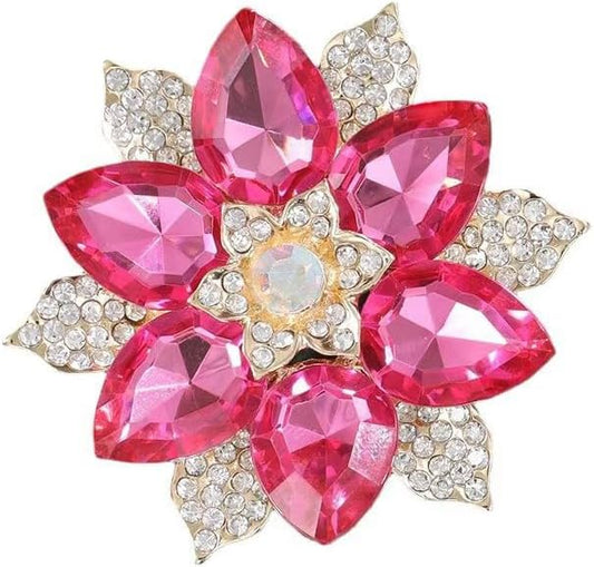 Rhinestone Sunflower Brooch Pin for Women Red Black Purple Large Flower Broochs Snowflake Brooch Marquise Wreath Brooches Jewelry