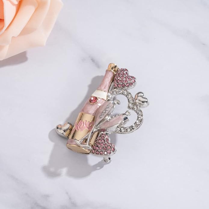 MADISON TYLER Valentines Day Heart Gift Box Brooch | Chocolate Gift Box Pave Rhinestone Heart | Gold Bow Brooch Jewelry for Her | Couples Gifts for Backpacks Valentine's Day