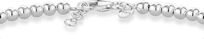 Miabella 925 Sterling Silver Italian Handmade 4mm Bead Ball Strand Chain Bracelet for Women, Made in Italy