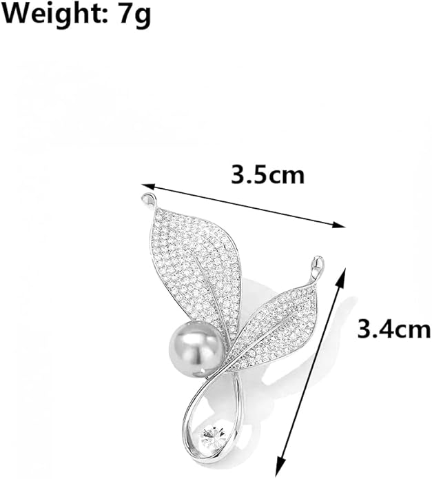 Dainty Gold Crystal Flower Brooch Pin Shiny Zircon Pearls Floral Femininity Brooch Trendy Prom Costume Jewelry Accessories Gift for Women