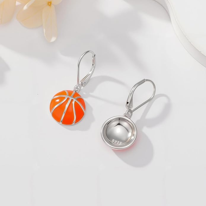 JUSTKIDSTOY 925 Sterling Silver Ball Earrings Sports Leverback Dangle Drop Earrings Jewelry Gifts for Women Girls