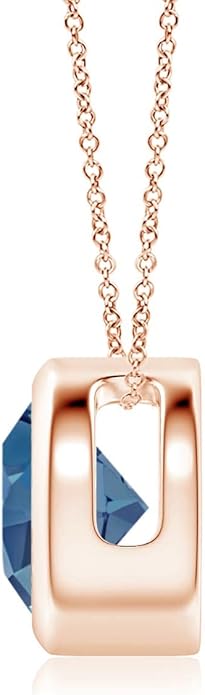 Angara Natural London Blue Topaz Solitaire Pendant for Women | Round Blue Topaz Pendant Necklace in 14K Solid Gold/Silver/Platinum With 18" Chain | December Birthday, Gemstone Jewelry Gift