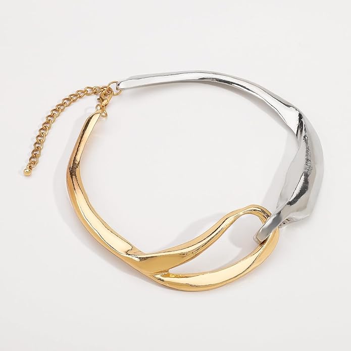 Punk Dripping Water-drop Choker Necklace for Women,Thick Drippy Chain Liquid Metal Collar Necklace Rocker Hip-hop Necklace Cool Metallic Unique Funky Statament Grunge Jewelry