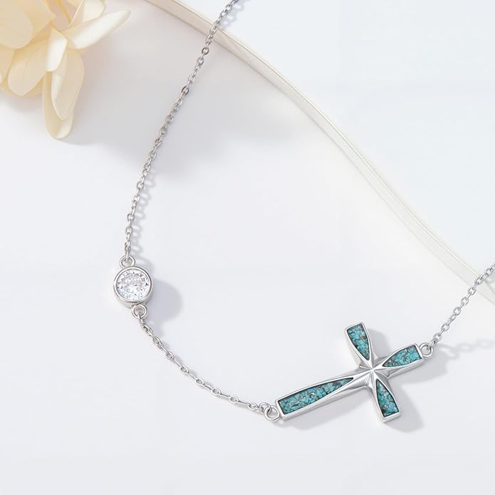 Cross Necklace for Women 925 Sterling Silver Cross Pendant Religious Christian Jewelry Faith Easter Gifts for Wife
