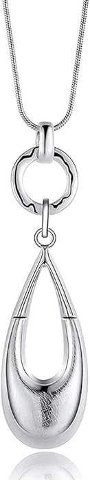 Long Necklaces for Women Waterdrop Pendant Sweater Layered Y Statement Bohemian Silver Chain Necklace with Gifts Box Jewelry