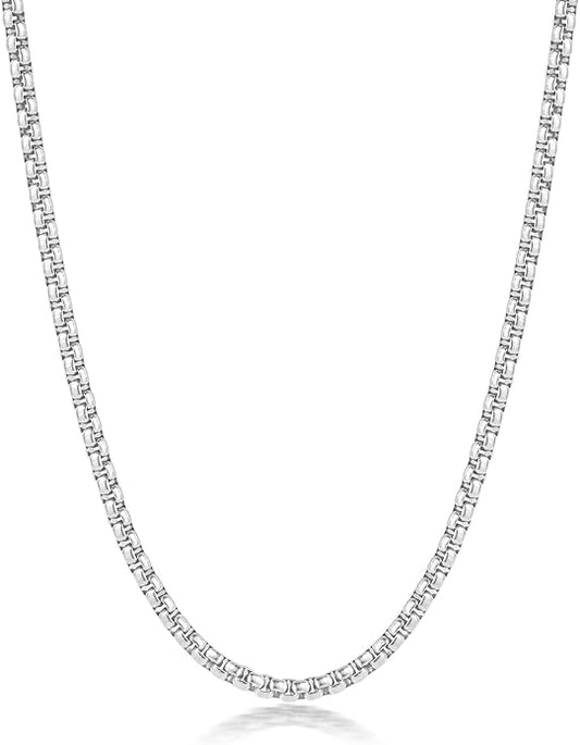 Fiusem Box Chain for Men, Silver Tone/14K Gold Plated/Black Stainless Steel Necklace for Men and Women, Width 2/2.5/3/4/5mm, Length 18-28 Inches