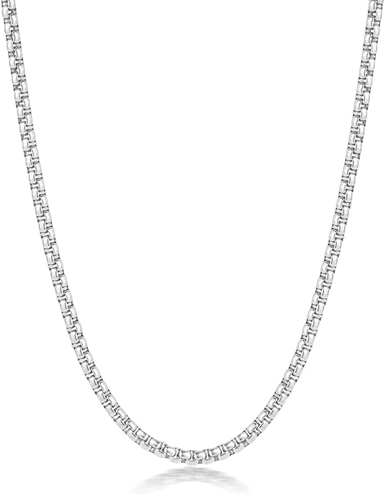 Fiusem Box Chain for Men, Silver Tone/14K Gold Plated/Black Stainless Steel Necklace for Men and Women, Width 2/2.5/3/4/5mm, Length 18-28 Inches