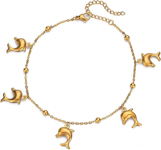 Lit Wall Gold Anklets for Women 18K Gold Plated Adjustable Summer Simple Foot Jewelry Ankle Bracelet for Women